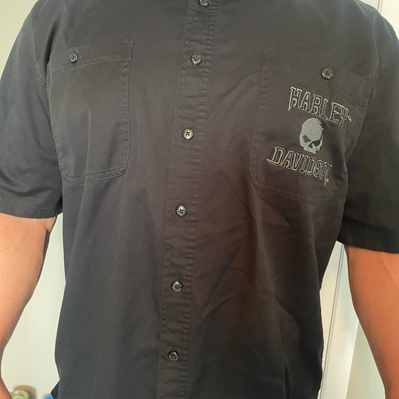 Harley-Davidson Black and Gray Casual Button Down Shirt - Picture 3 of 5